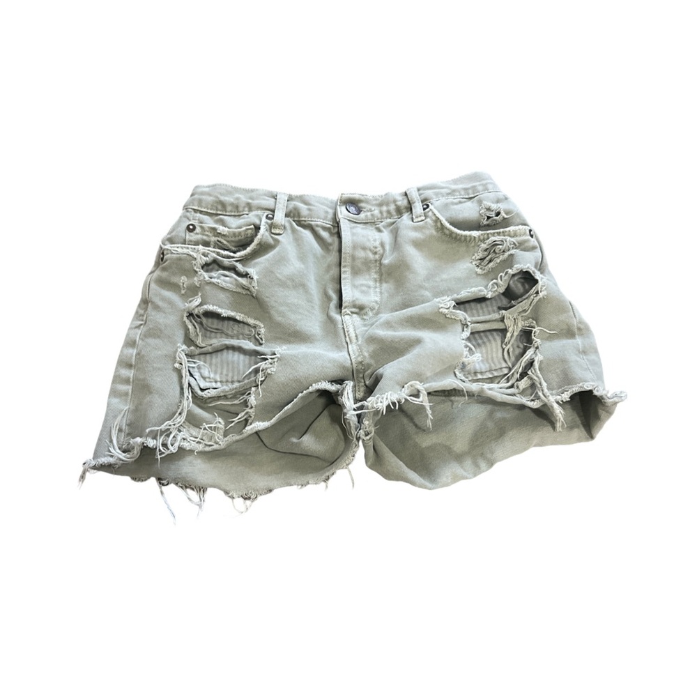 Free people olive green distressed shorts